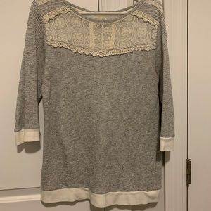 Striped top with lace detail